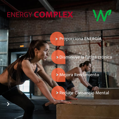Energy Complex Vitaminas y Suplementos para Mujeres Hombres Performance Energia Vitalidad Disminuir Fatiga con 180 Capsulas | A Base de Ubiquinol Guarana Ginseng Te Verde Complejo B | Natural Wisdom