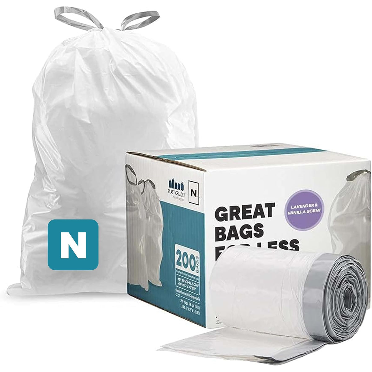 Plasticplace Bolsas de Basura Código M, 200 Piezas, 45 Litros - 200 Count (Pack of 1) - Código N