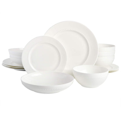 Gibson Elite Manila Bay Juego de Vajilla de Gres, Servicio para 4 - Service for 4 (16pcs) - Blanco