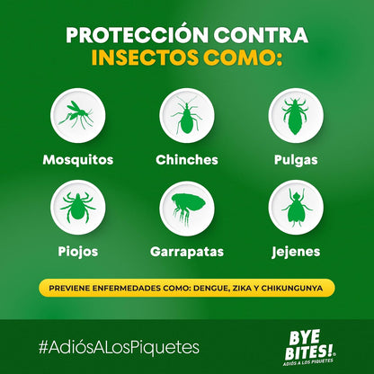 BYE BITES Repelente de Mosquitos NATURAL en Spray - Con Geraniol, Citronela y Eucalipto, Fórmula Natural y Biodegradable - En DUOPACK de 130 ml c/pieza - Protégete de los Insectos