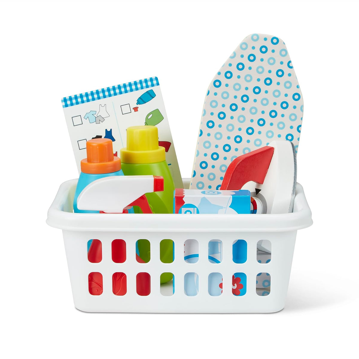 Melissa & Doug Juego de cesto para la Colada con Plancha de Madera, Tabla de Planchar y Accesorios (14 Piezas)