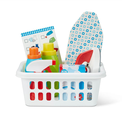 Melissa & Doug Juego de cesto para la Colada con Plancha de Madera, Tabla de Planchar y Accesorios (14 Piezas)