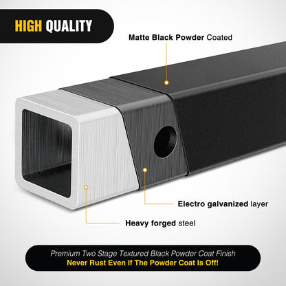 Nilight Trailer Hitch Extender 18 Inch Extension Length Fits for 2 Inch Receiver Tube with 5/8 Inch Stainless Steel Bolt Flange Nut and Clip 3,500 LBS GTW Matte Black