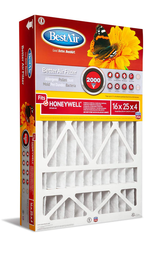 BestAir HW1625-11R Filtro de aire para limpieza de horno, MERV 11, elimina alérgenos y contaminantes, para modelos Honeywell, 40,64 x 63,5 x 10,16 cm, paquete individual