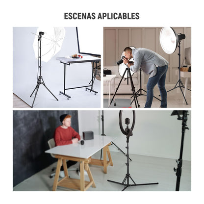 NEEWER Soporte de Luz con 180° Patas Reversibles, 178cm Trípode de Viaje Plegable para Luces de Anillo Luces de Fotografía con Tornillo de 1/4" 3/8", Bolsa para Softbox Estroboscópico Speedlite, ST70R