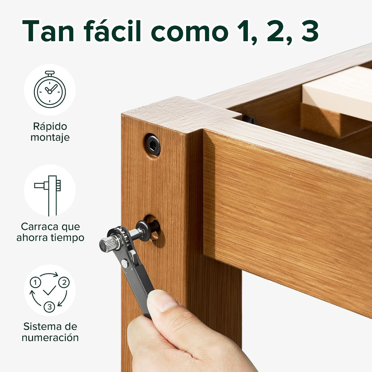 Zinus Leah Estructura de Cama de bambú con cabecero, sin somier, fácil Montaje.