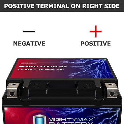 Mighty Max Battery YTX30L-BS - Batería Deportiva de 12 V 30 AH 385 CCA, SLA Power Sport, Producto de la Marca