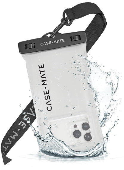 Case-Mate Funda Impermeable IP68 Flotante con Cordón para Celular, Cromo Plateado - Gris - Negro-1 Pack