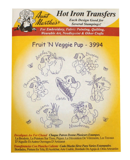 Aunt Martha's Patrones de transferencia de planchado para costura, bordado o pintura de tela, bonitos patrones de animales vintage para paños de cocina o acolchado, juego de 5