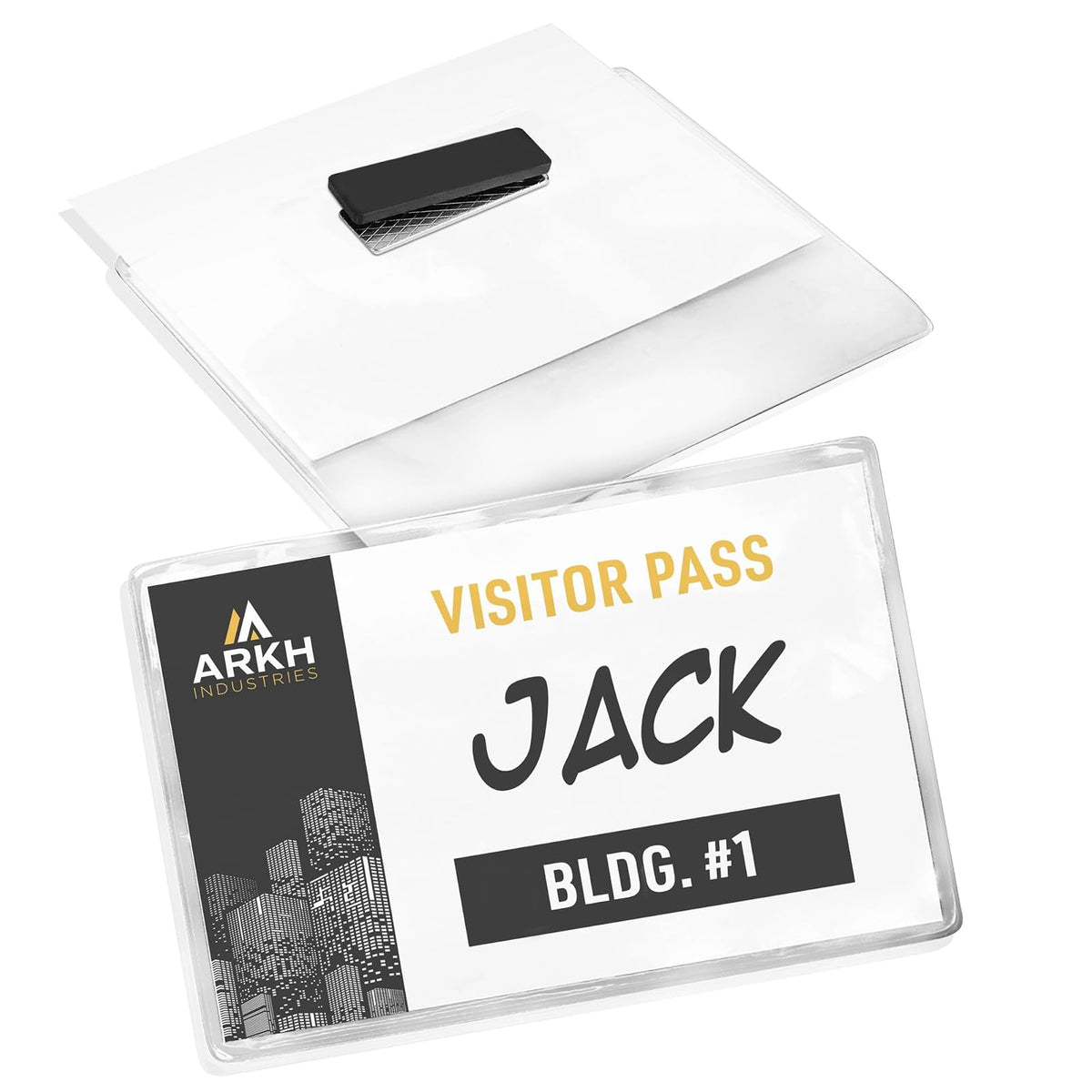 Avery - Insignias de nombre personalizables, estilo imán, 3 x 4 pulgadas, soportes para etiquetas de nombre transparente, inserciones imprimibles láser blanco/inyección de tinta, 48 en total (8781)
