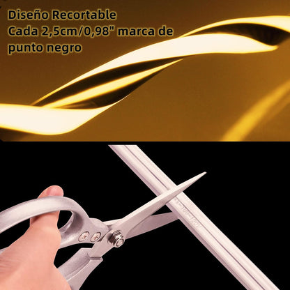 DOSYU Tira Neón Flex LED, 12V 16.4ft/5m Impermeable Flexible Cortable DIY 2835 Luces Led IP65 Decorativa para TV, Cuarto,Halloween, Fiesta de Navidad, con Adaptador(Blanco cálido)