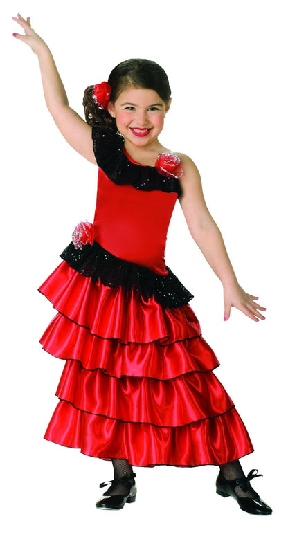 Child's Red and Black Spanish Princess Costume, Medium