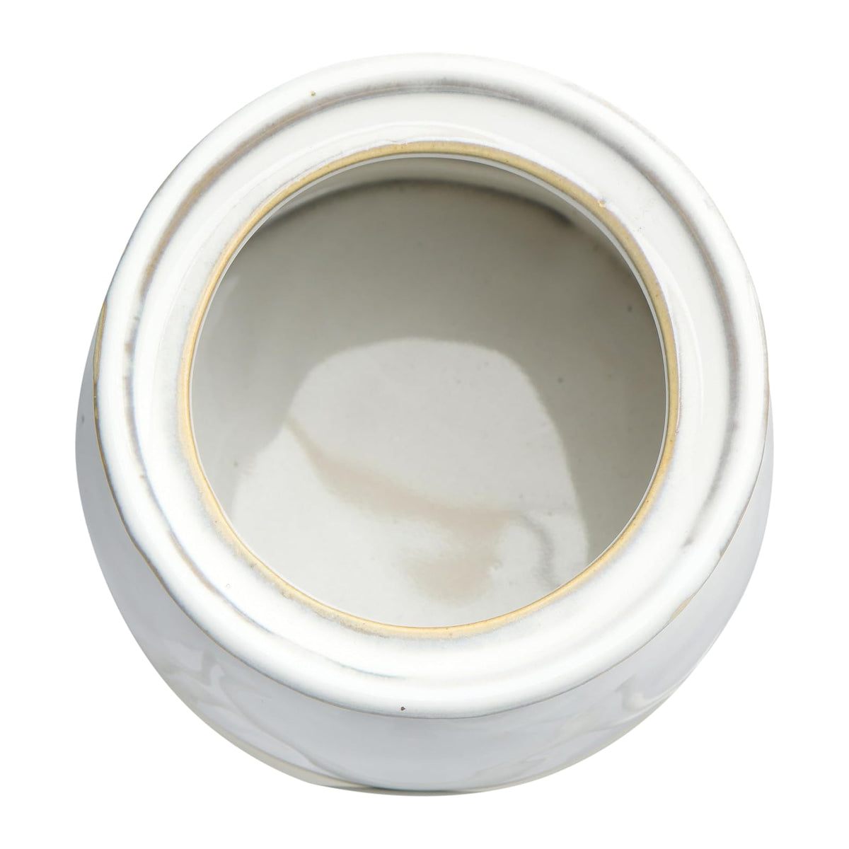 Creative Co-Op - Azucarero de gres con tapa y cuchara de madera, esmalte blanco