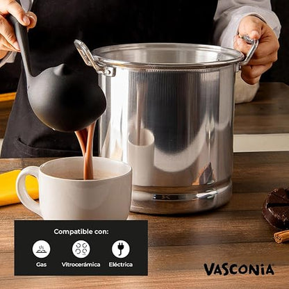 Vasconia | Vaporera 7 Litros Aluminio con Tapa de Vidrio y Rejilla 22cm | 100% aluminio, asas remachadas, pomo baquelita, calor uniforme, ahorro gas, certificado NOM, gran capacidad, cocina saludable
