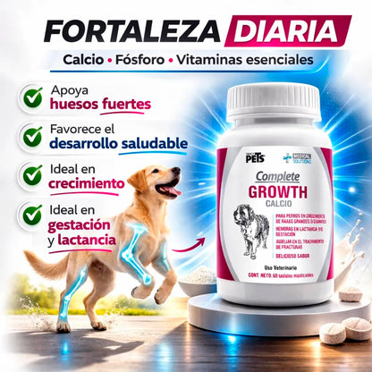 Fancy Pets MS Complete Growth Suplemento para Perros con Vitaminas, Minerales, Calcio, Fósforo y Omega 3 y 6 Tabletas Masticables 60 Tab