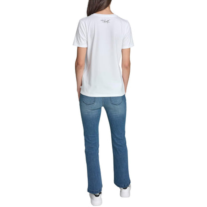 Karl Lagerfeld - Playera de Manga Corta con Cuello Redondo para Mujer