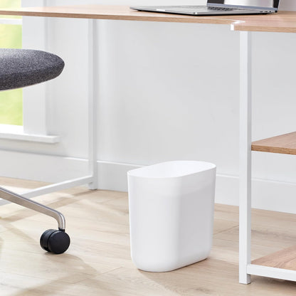iDesign - Juego de 2 botes de plástico ovalados pequeños para baño, recámara u oficina, color blanco