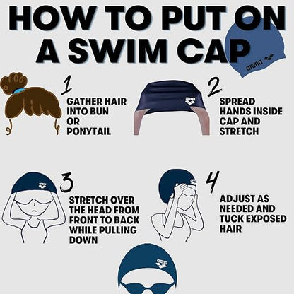 Arena - Gorro de natación de Silicona Unisex para Adultos, Entrenamiento y Carreras, 100% Silicona, sin Arrugas, sólidos y Estampados