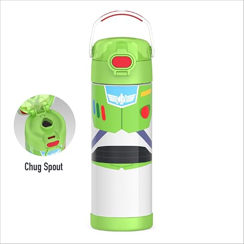 THERMOS FUNTAINER Botella aislada al aspiradora de acero inoxidable de 16 onzas con tapa ancha de boquilla, juguete Story Buzz