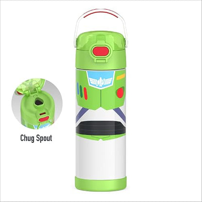 THERMOS FUNTAINER Botella aislada al aspiradora de acero inoxidable de 16 onzas con tapa ancha de boquilla, juguete Story Buzz