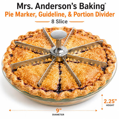 Mrs. Anderson's - marcador de pastel para hornear, directrices y divisor de porciones, 8 rodajas, plateado
