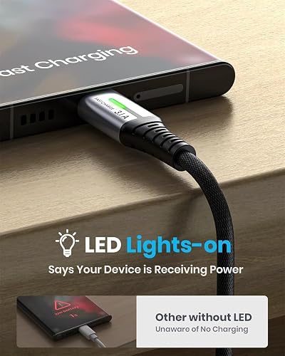 INIU Cable USB A a USB C, [0.5m+1m*2+2m*2] QC 3,1A Carga Rapida Cargador | Trenzado de Nailon, Carga de Alta Velocidad, Indicador LED, Transferencia de Datos, pare iPhone 17, Samsung S26, Xiaomi ecc