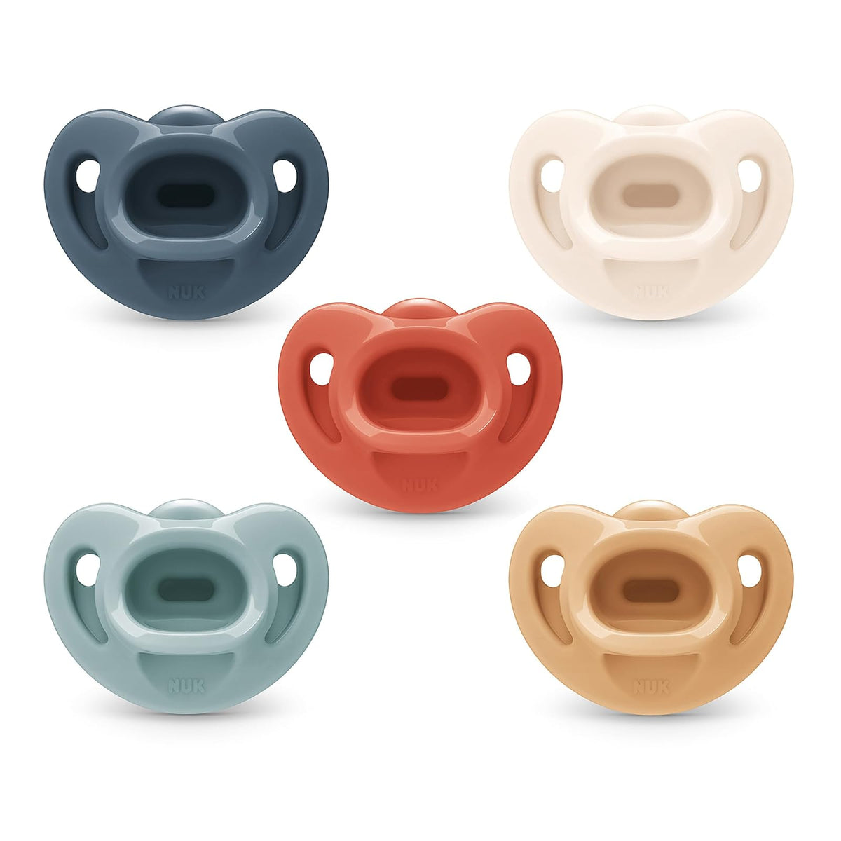 NUK Chupones de Ortodoncia 100% Silicona, 0-6 Meses, Paquete de 5 - 0-6 meses - Paquete de 5 - Timeless
