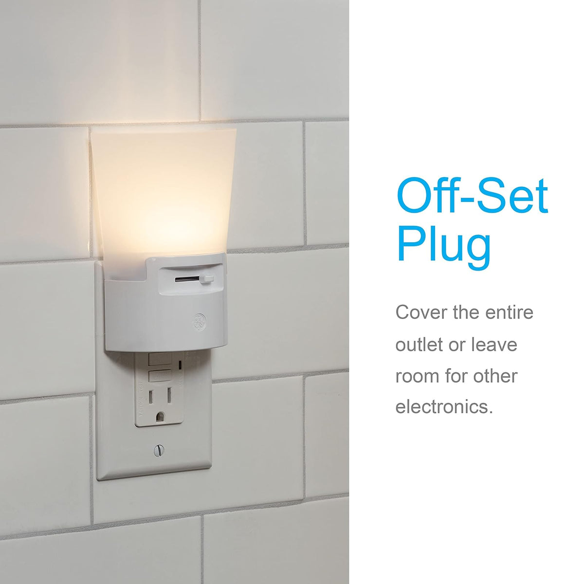 GE Ultrabrite Dimmable Sconce LED Night Light Plug-In, Energy Efficient, Dusk-to-Dawn Sensor, Adjustable , Ideal for Bedroom, Bathroom, Hallway, Nursery, White, 45123, 1 Pack