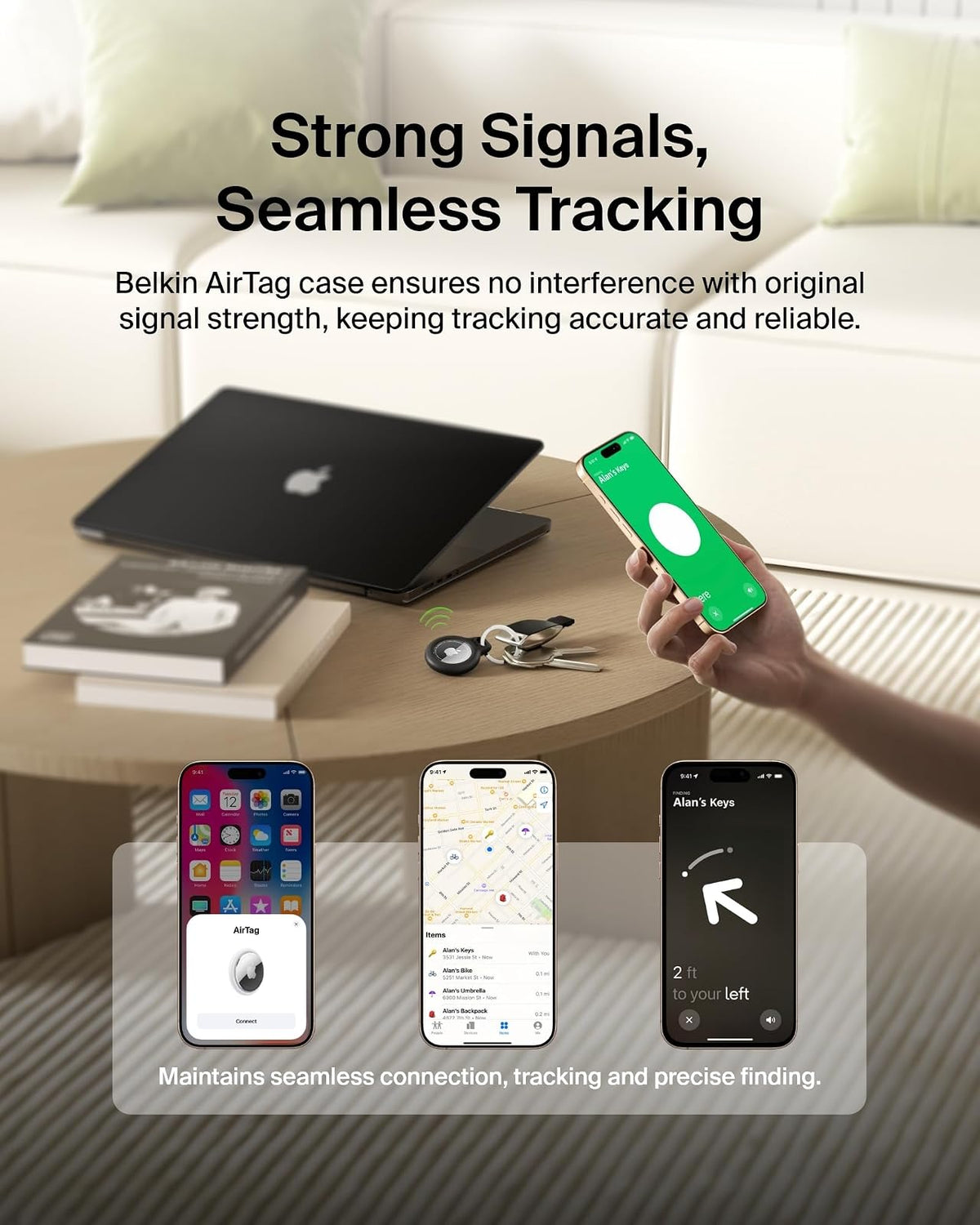 Belkin F8W973btBLK Soporte seguro con Llavero para Air Tag, Negro