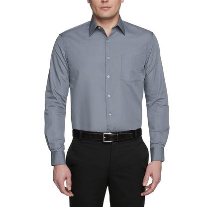 Van Heusen Camisa de Vestir Manga Larga para Hombre, Ajuste Regular - Gris - 17cm Cuello 32cm-33cm Manga