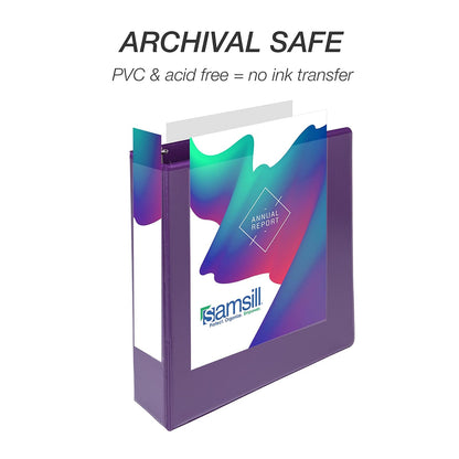 Samsill - Carpeta de 3 anillas duradera de 2 pulgadas, fabricada en Estados Unidos, carpeta de anillos en D, tablero de aglomerado FSC 100% reciclado, morado