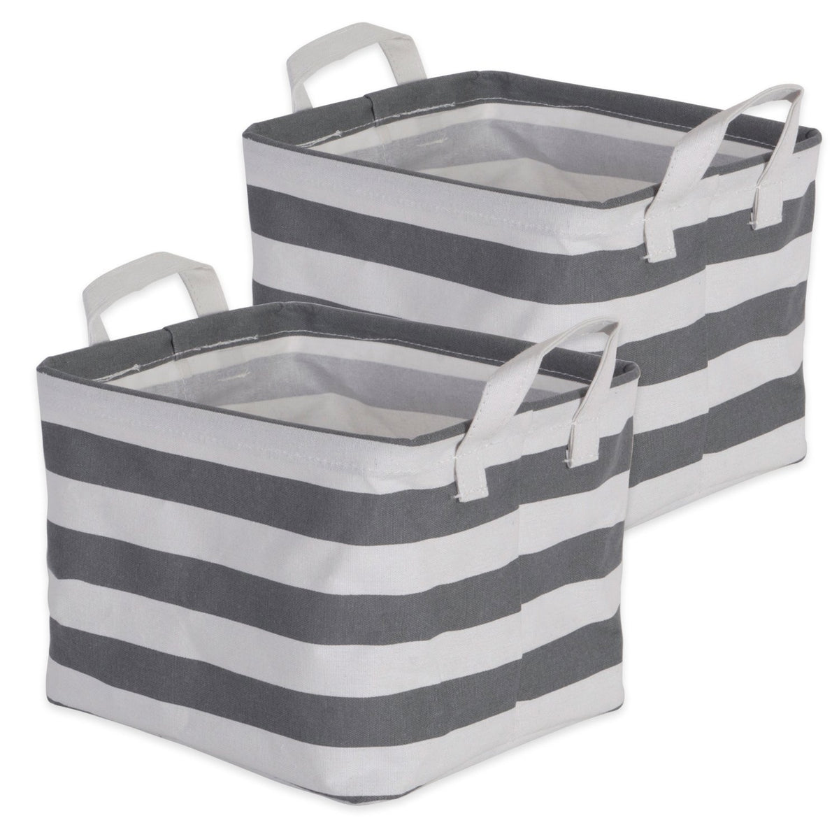 DII Canastilla de algodón/poliéster para la Ropa Sucia, Set de 2, Gris (Gray Rugby Stripe), Extra Small Bins, 1, 1