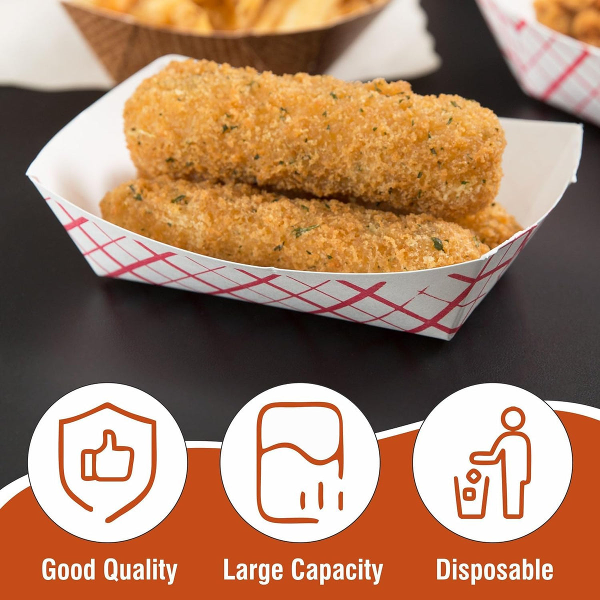 Concession Essentials 1lb Paper Food Trays. Heavy Duty, Grease Resistant. 1 LB Paper Food Trays.50 Pack. Perfect for Carnivals and Concession Stands.