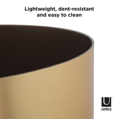 Umbra Metalla Bote de Basura Moderno de Metal con Tapa, Ideal para Oficina y Recámara, 17L, Dorado