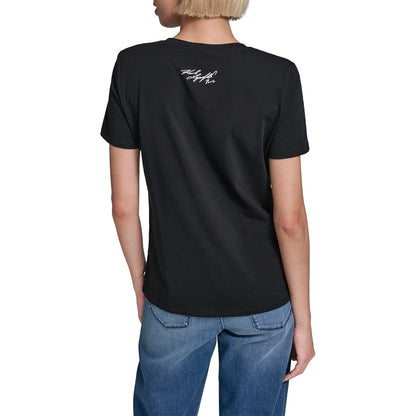 Karl Lagerfeld - Playera de Manga Corta con Cuello Redondo para Mujer