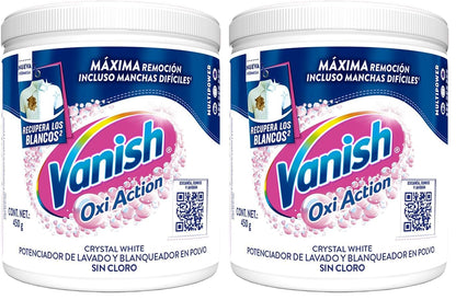 Vanish Quitamanchas Desinfectante en Polvo color Blanco 450g (Paquete de 2)