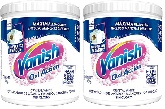 Vanish Quitamanchas Desinfectante en Polvo color Blanco 450g (Paquete de 2)