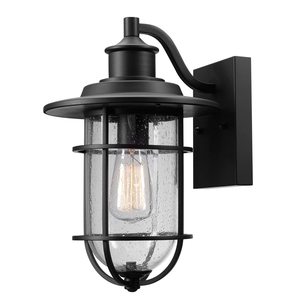 Globe Electric 65498 al aire última intervensión candelabro de pared, Moderno, Black With Seeded Glass