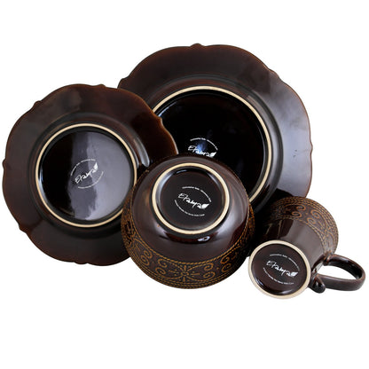 Elama EL-SALIA16 Salia 16 Piece Stoneware Dinnerware Set, 16pc