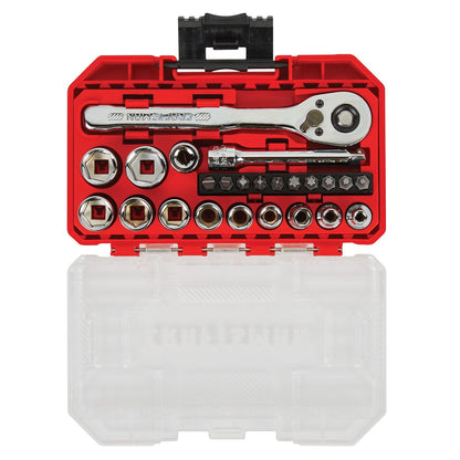 CRAFTSMAN Juego de llaves de 24 piezas, unidad de 1/4 pulgadas, métrica, incluye caja de almacenamiento (CMMT12110LZ)