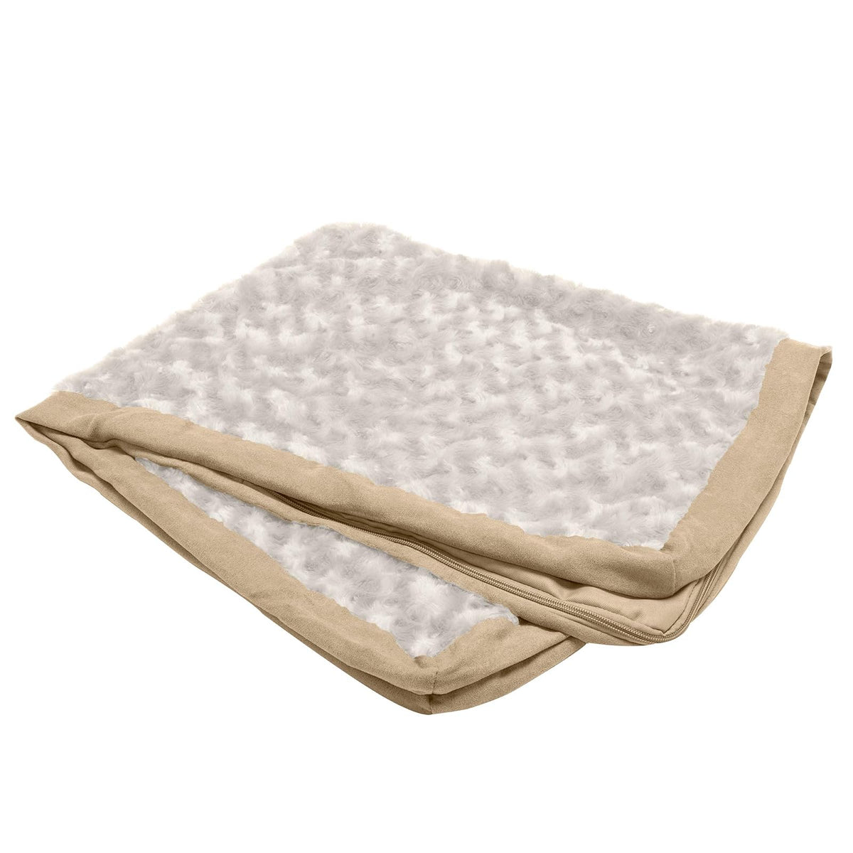 Furhaven Funda de Repuesto para Cama de Mascota Ultra Afelpada - Peluche color crema. - Jumbo Plus - Colchón tradicional (solo funda)
