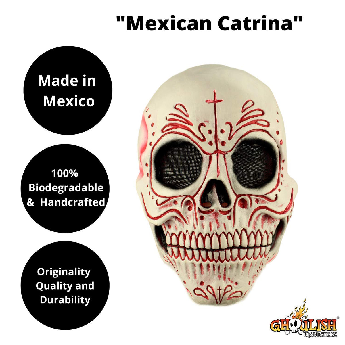 Máscara de Catrina Calavera Calaca de Día de Muertos de México Disfraz de Fiesta Mexicana