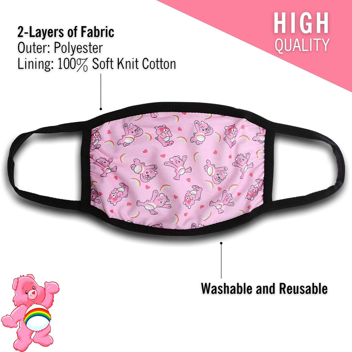 Care Bears All Over Print Gathered Mask
