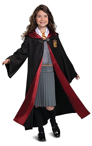 Harry Potter - Disfraz de Hermione Granger Deluxe para niñas, Negro y Rojo, Talla M (7-8)