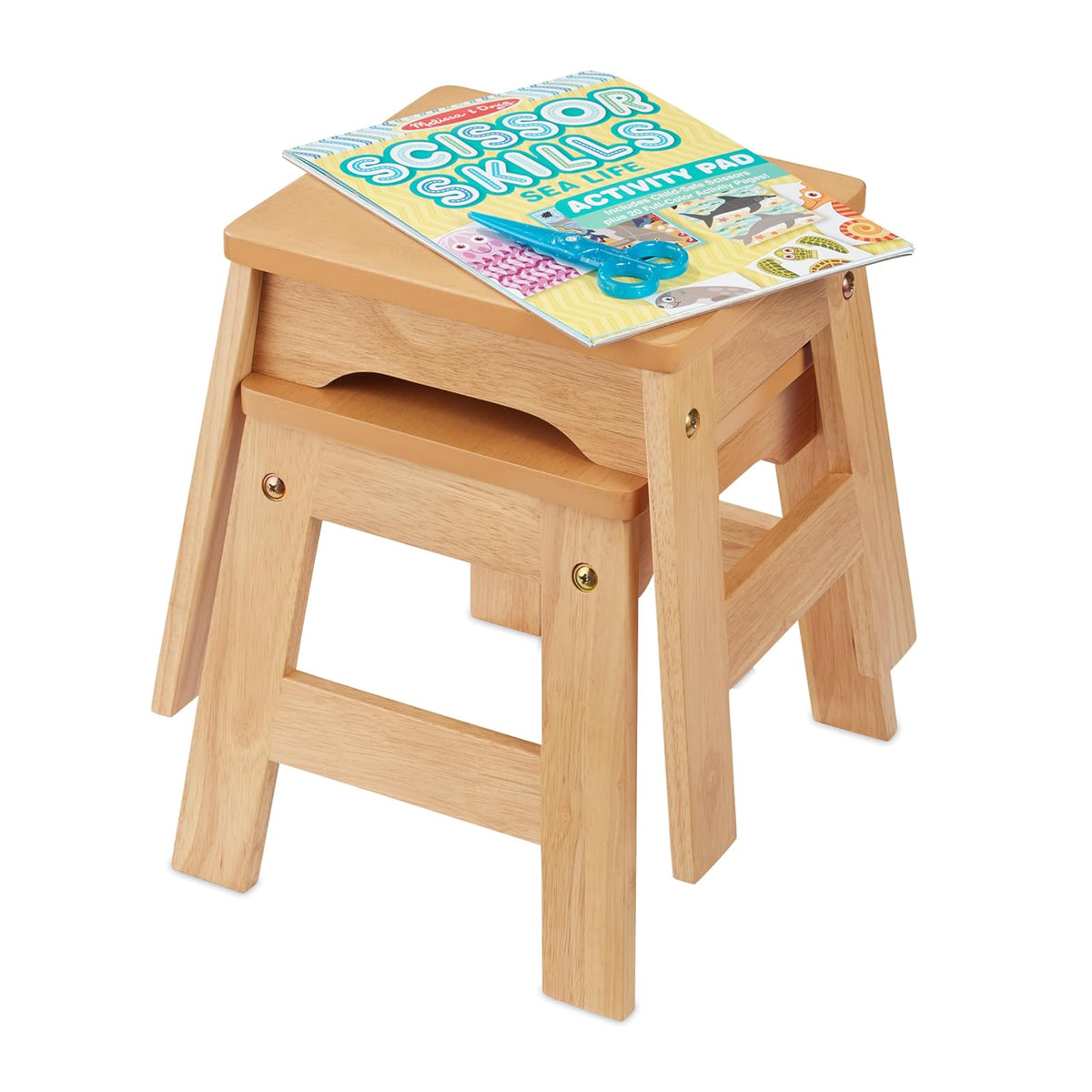 Melissa & Doug Taburetes de Madera - Juego de 2 (Naturales)