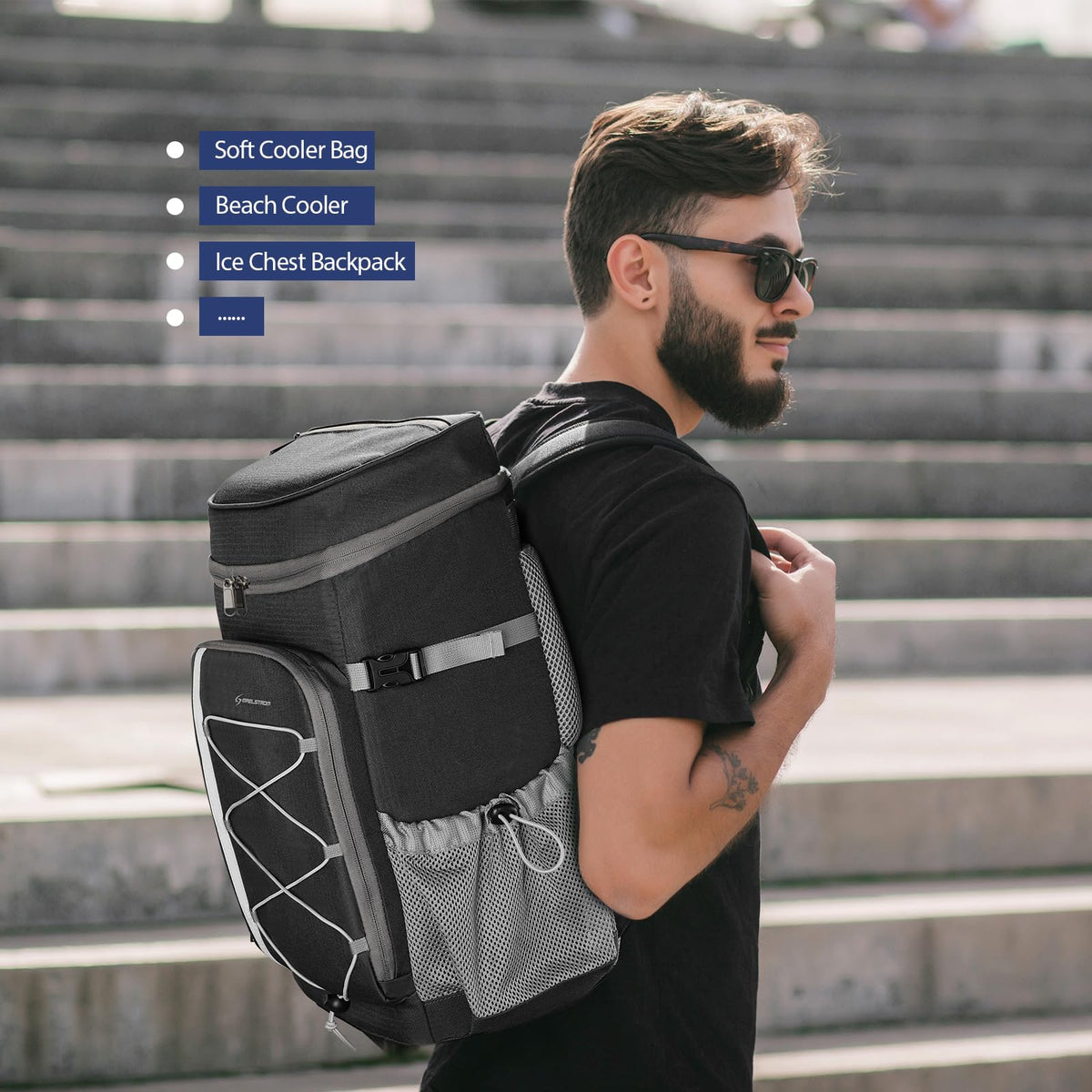 Maelstrom Mochila Hielera 35/50 Latas, Bolsa Hielera Suave Hermética | Frío 16h, bolsillos múltiples, silbato emergencia, acolchado ergonómico transpirable. Ideal camping, pesca, senderismo