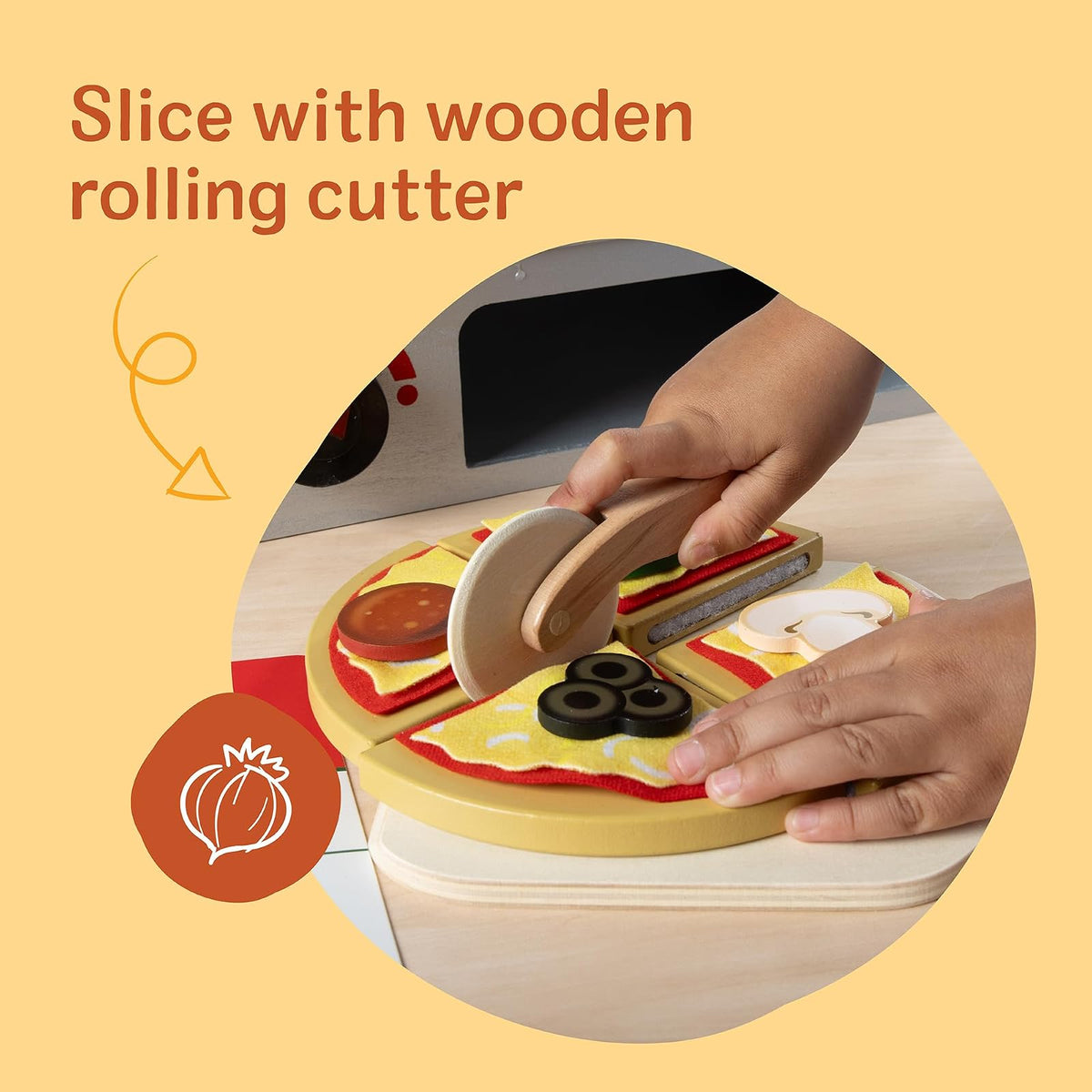 Melissa & Doug Mostrador para Hornear y Alistar Pizza, Juguete de Madera, Juego de Imitación, Ayuda a Fortalecer el Desarrollo Cognitivo (34 Piezas)