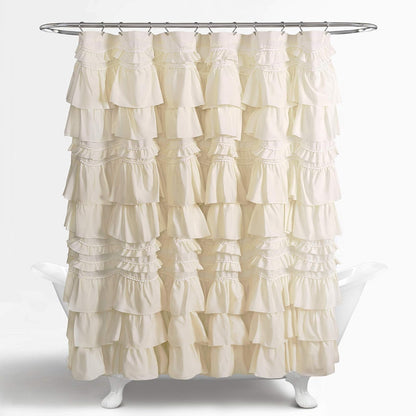Lush Decor Kemmy Cortina de Ducha, Ivory, 72" x 72", 1