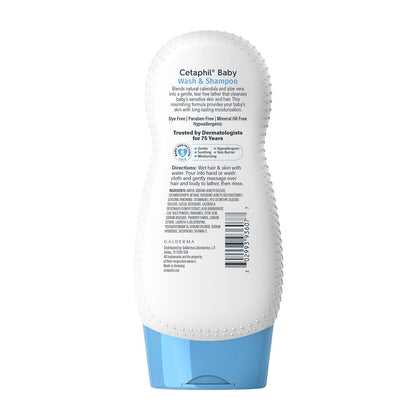 Champú y Gel de baño para bebés Cetaphil con caléndula orgánica, sin desgarros, hipoalergénico, Ideal para Uso Diario, Probado por dermatólogos, 7.8 oz