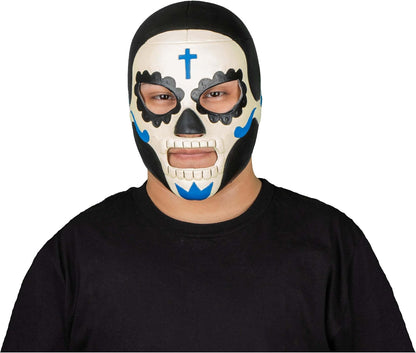 REV Máscara De Luchador Mexicano Dulce Muerte Para Adulto, Diseño Calavera Enmascarado De Lucha Libre, Ideal Para Halloween, Eventos Deportivos, Cosplay, Porras Y Partidos